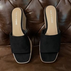 Slide Wedges - Black - Sun + Stone